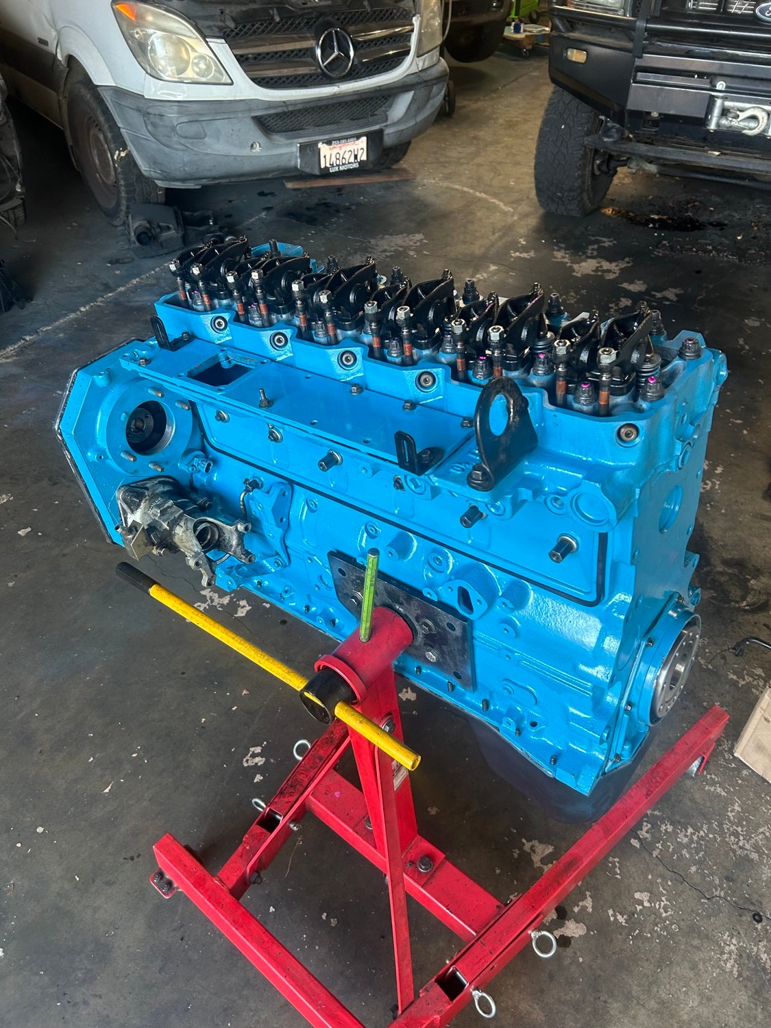 Diesel engine rebuild on stand